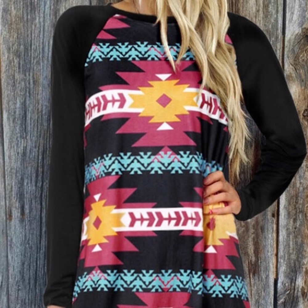 NEW Long Sleeve Tribal Print Dress.